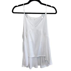 White Soaghetti Strap V Neck Tank Top